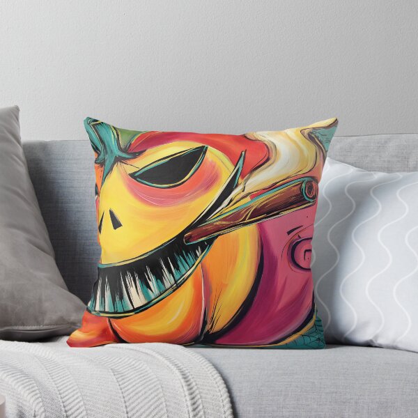 Item preview, Enjoy Halloween Fun with a Smiling Pumpkin Puffing a Cigar Amid Whimsical Spirals designed and sold by OlfactoART Studio.