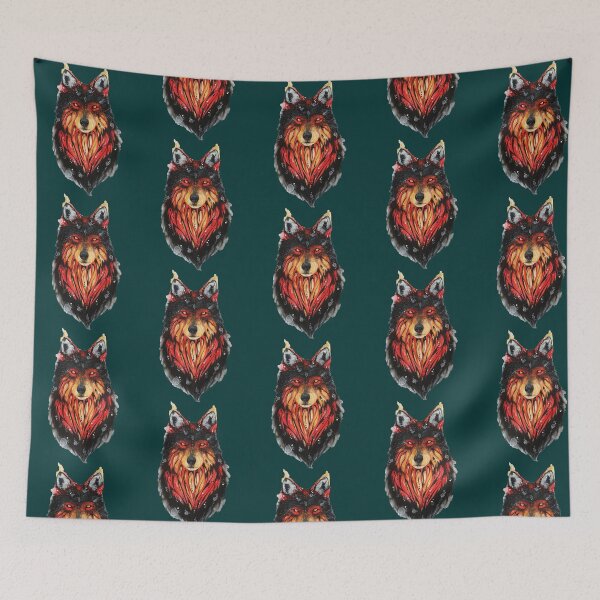 Item preview, red flames wolf  designed and sold by nnoahogles.