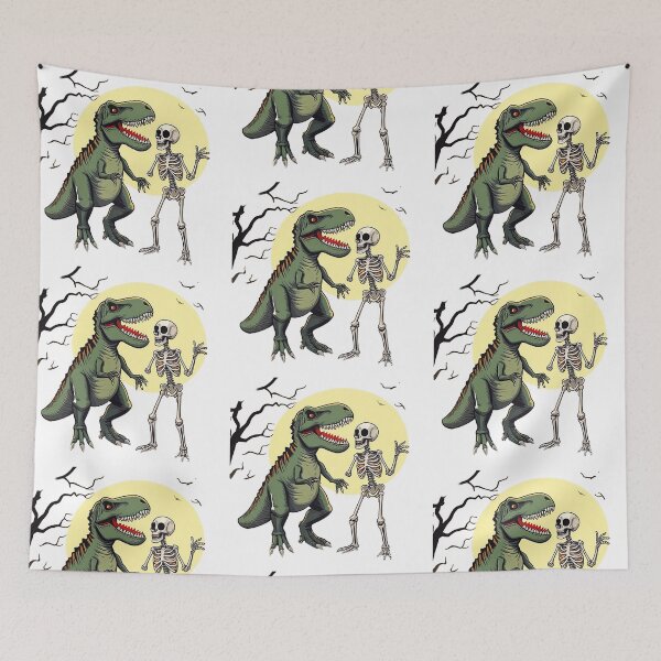 Item preview, Dinosaur and Skeleton Scene – Dark Fantasy Illustration designed and sold by bestoffers.