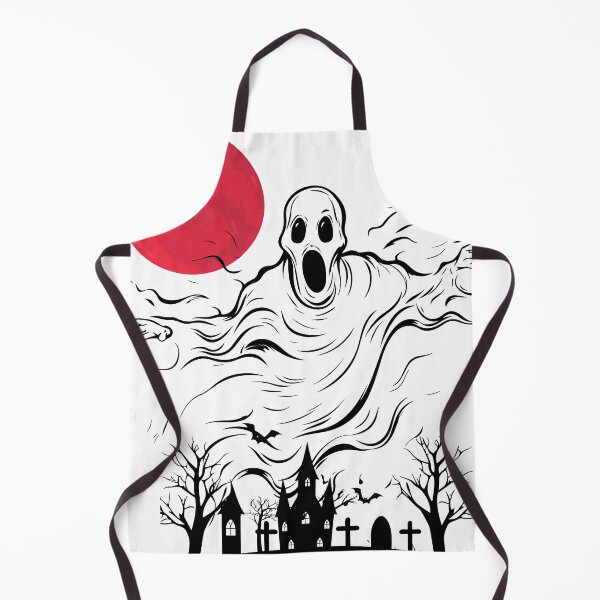 Item preview, black and white ghost with red moon designed and sold by Yes It Matches.