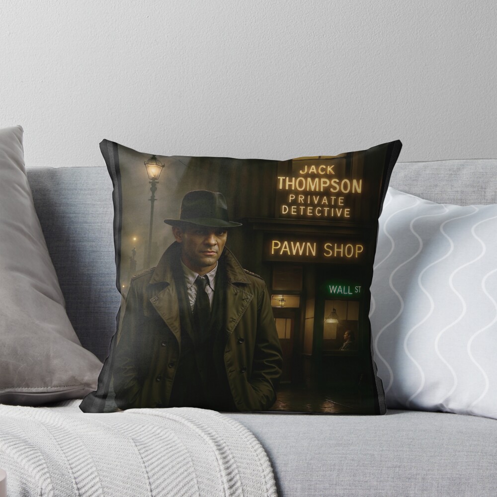 PI Jack Thompson City Of Secrets Captive AI Concept Art by Xzendor7 Decorative Art Print Throw Pillow