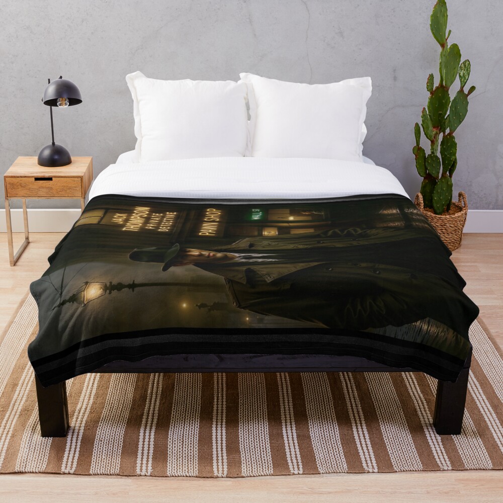 PI Jack Thompson City Of Secrets Captive AI Concept Art by Xzendor7 Decorative Art Print Throw Blanket