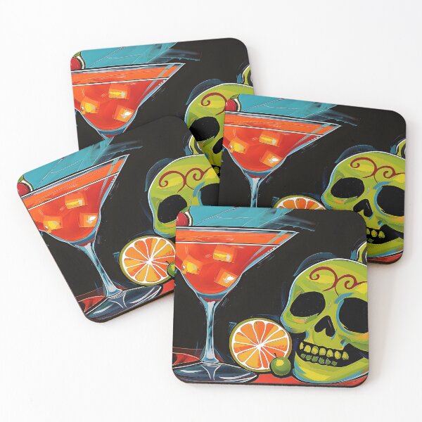 Item preview, Bring Energy and Intrigue to Halloween with a Bold Red Cocktail Glass and a Stylized Skull designed and sold by OlfactoART Studio.