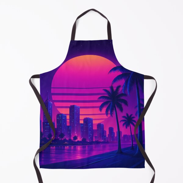 Item preview, Neon Sunset Cityscape – Retro Synthwave Skyline with Palm Trees designed and sold by JWsNeonHorizons.