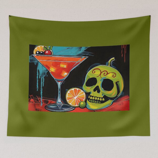 Item preview, Bring Energy and Intrigue to Halloween with a Bold Red Cocktail Glass and a Stylized Skull designed and sold by OlfactoART Studio.