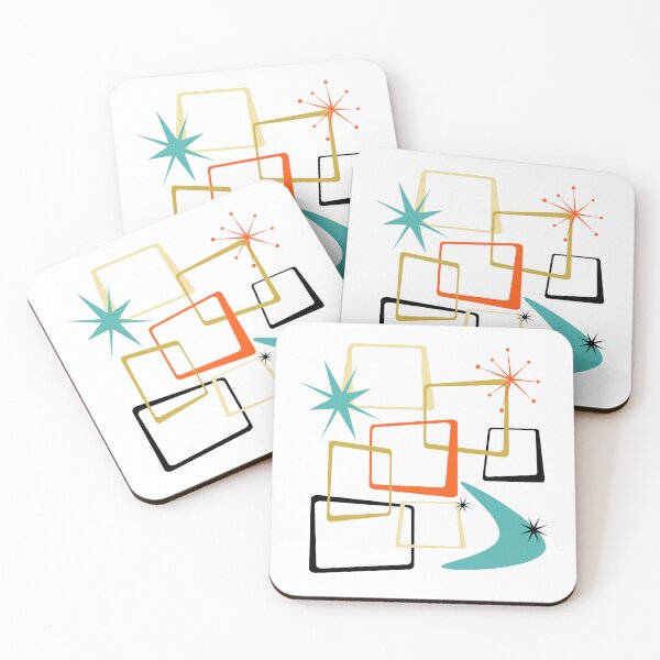 Item preview, Retro Atomic Stars Boomerang Squares Mid-century designed and sold by Orchard Berry.