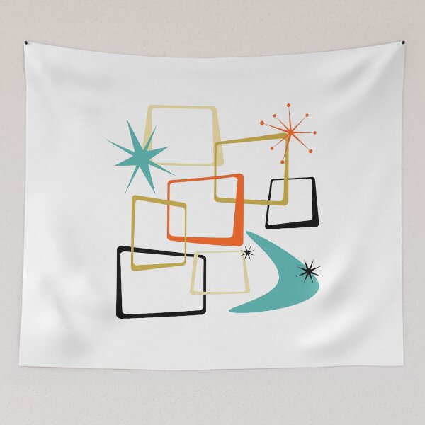 Item preview, Retro Atomic Stars Boomerang Squares Mid-century designed and sold by Orchard Berry.