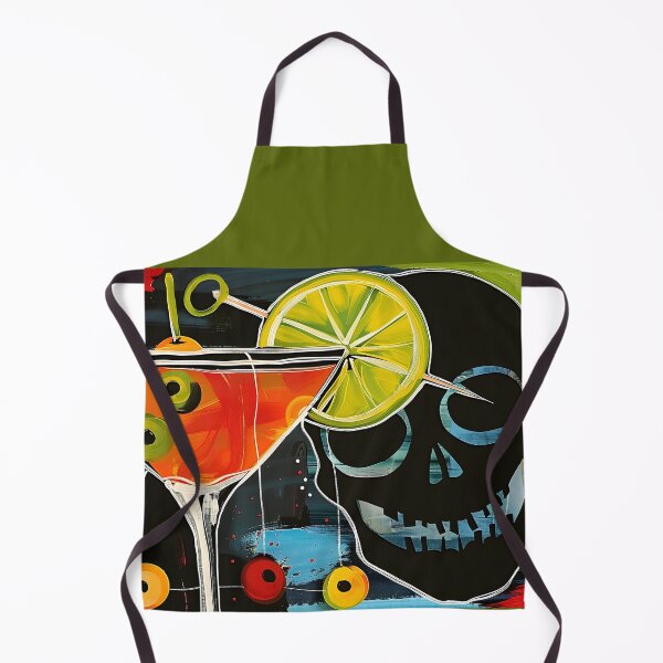 Item preview, Ignite Halloween with a Vibrant Martini Glass Beside a Dark Skull and Citrus Twist designed and sold by OlfactoART Studio.