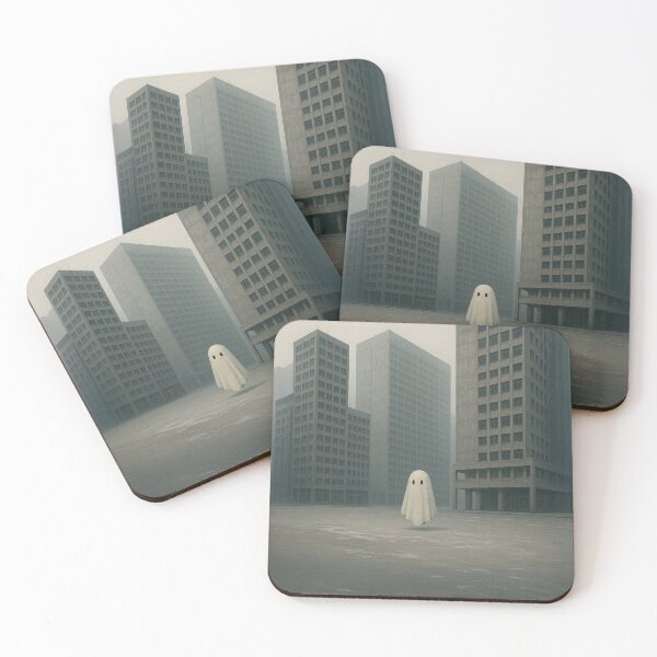 Item preview, Lonely Ghost in Brutalist City – Surreal Urban Art designed and sold by EsoKafi Design.