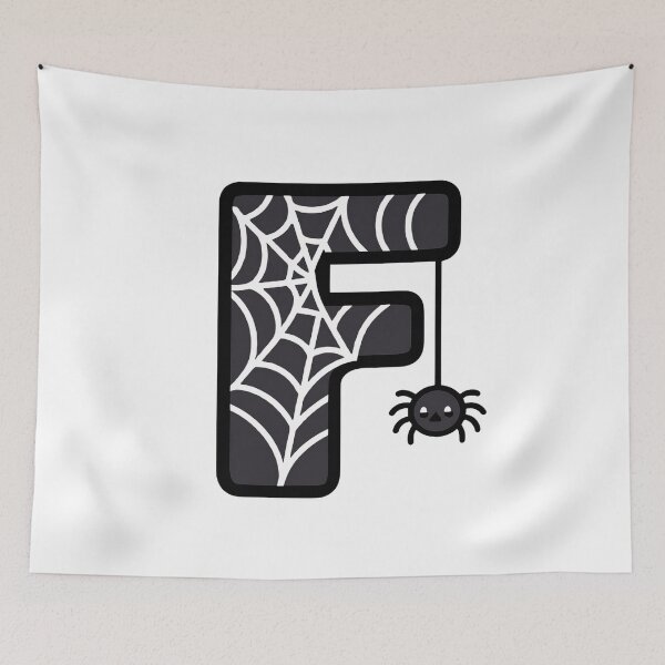 Item preview, Halloween Letter F – Black Spider Web Kawaii Cartoon designed and sold by PrintCreations9.