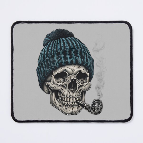 Item preview, Zombie Skull With Pipe - Skull in Bobble Hat designed and sold by NightTimeJ.