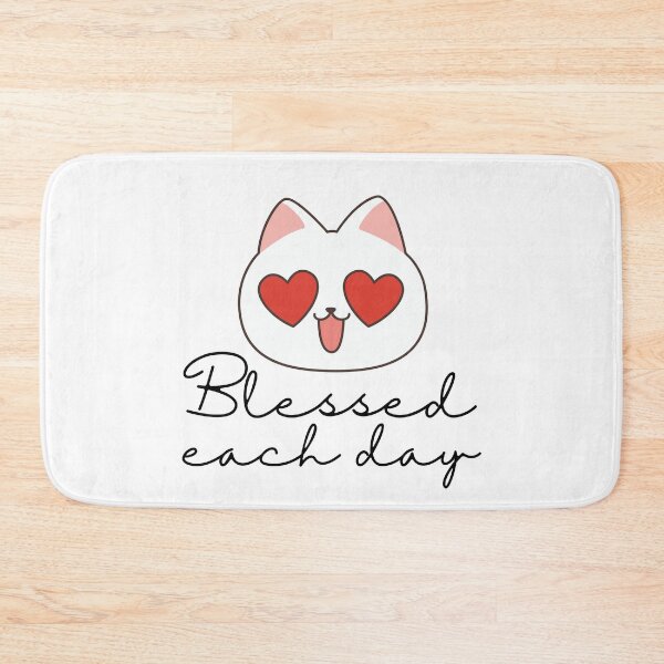 Item preview, Blessed each day, white cat with heart shaped eyes designed and sold by BritishDelights.