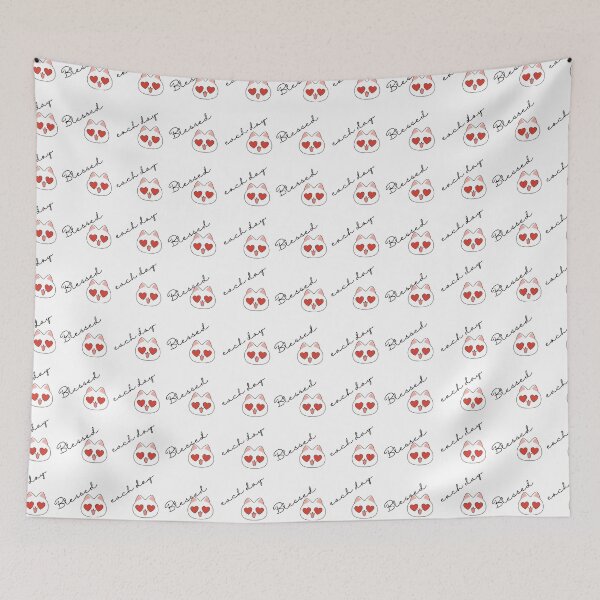 Item preview, Blessed each day, white cat with heart shaped eyes designed and sold by BritishDelights.