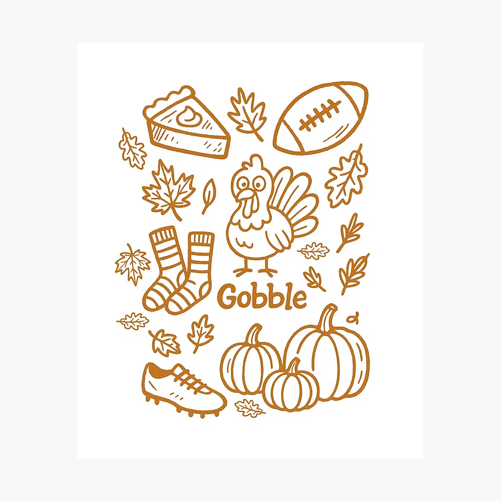 Thanksgiving doodle collage Poster
