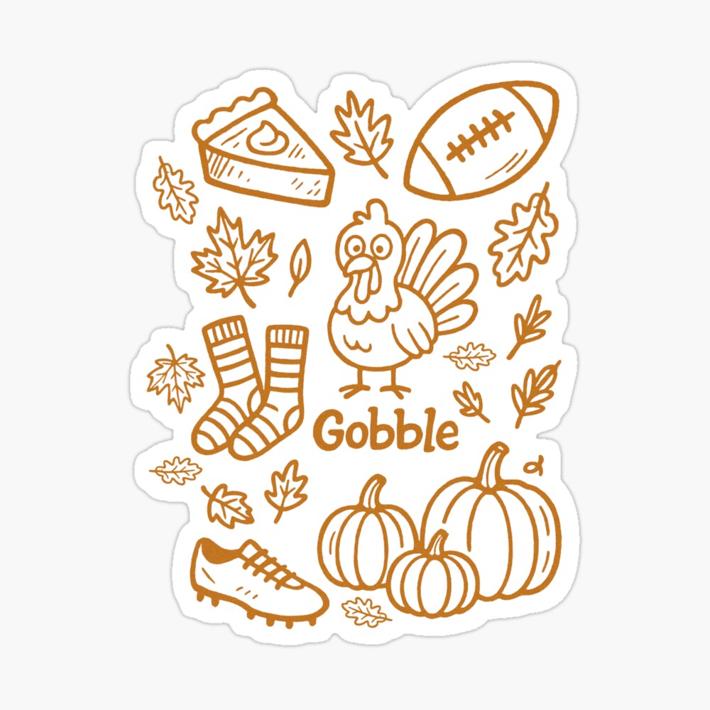 Thanksgiving doodle collage Poster