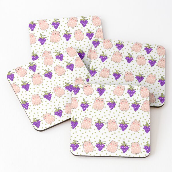 Item preview, Cute cat and purple grapes pattern designed and sold by BritishDelights.