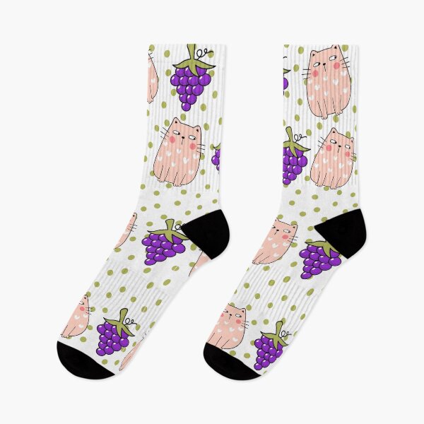 Item preview, Cute cat and purple grapes pattern designed and sold by BritishDelights.