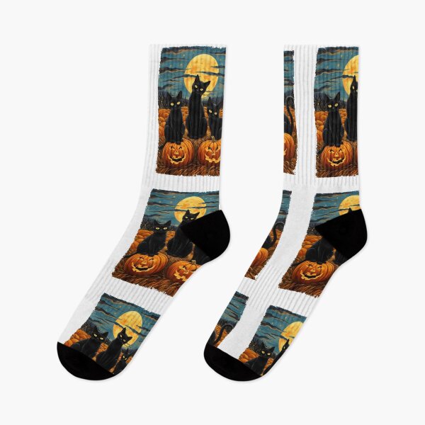 Artikelvorschau, Schwarze Katze Halloween Katzenliebhaber Sternennacht Katze Van Gogh Katze entworfen und verkauft von cawtoon.