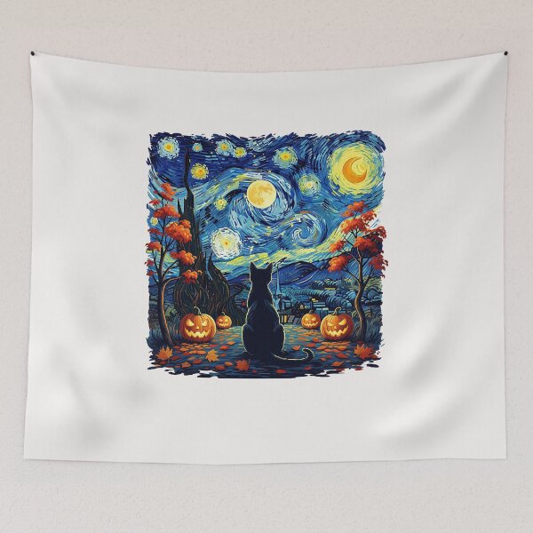 Item preview, Cat Starry Night Van Gogh Cat Lover Thanksgiving Fall Autumn designed and sold by cawtoon.