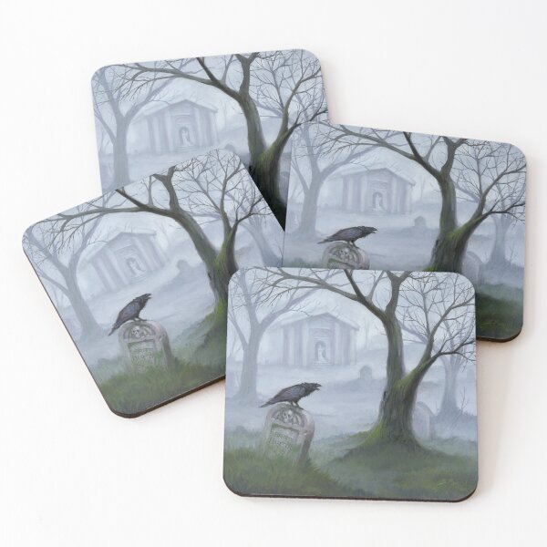 Item preview, Foggy Graveyard and Raven designed and sold by BrittMartinArt.