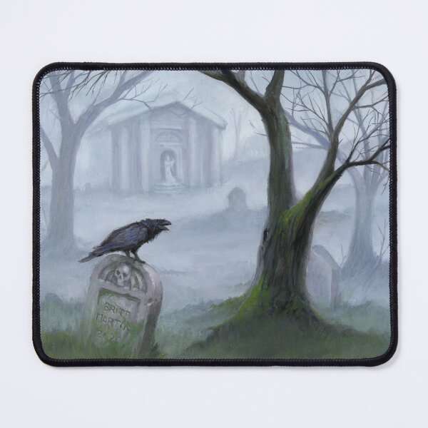 Item preview, Foggy Graveyard and Raven designed and sold by BrittMartinArt.