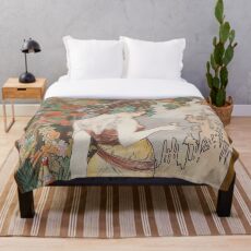 HD. Cognac Bisquit - Paris, by Alphonse Mucha (1899) HIGH DEFINITION (original colors) Throw Blanket