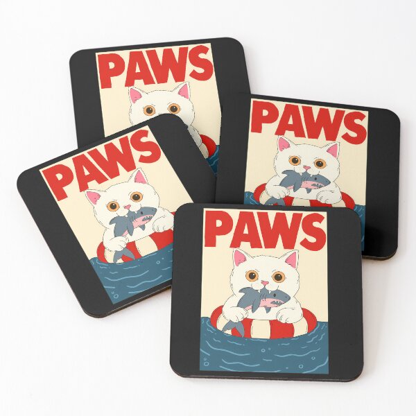 Item preview, Funny Cat Vs Shark Parody Poster Paws Jaws Spoof designed and sold by JeoffroiCourtem.