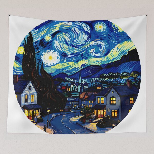 Item preview, starry night cobbled road abstract colorful design designed and sold by SmashingDeals.
