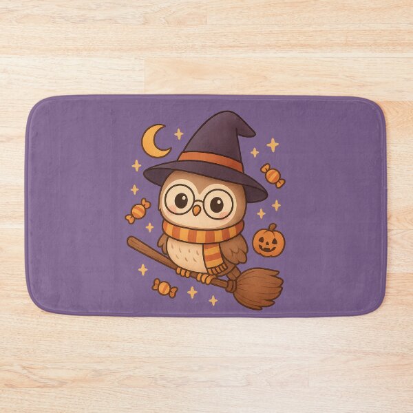 Item preview, Cute Halloween Owl Witch on Broomstick designed and sold by Minimochi Art.