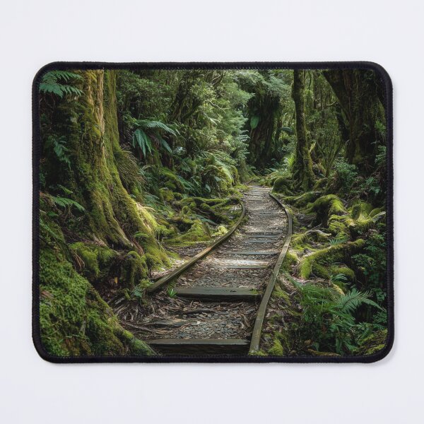 Item preview, Abandoned Forest Railway – Mossy Tracks in a Forgotten Wilderness designed and sold by Emily Waters.