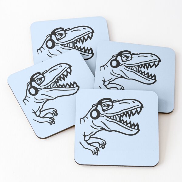 Item preview, DJ T-Rex Glasses Headphone Party Music Club From Side designed and sold by shirt-o-mat.