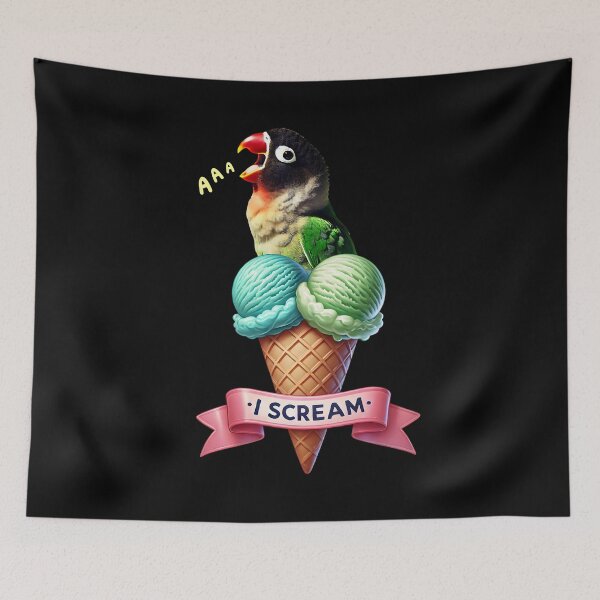 Item preview, I Scream Black-cheeked Lovebird Parrot Lover Birding designed and sold by Kimberley King Art  King Art.