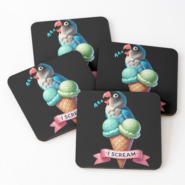 Item preview, I Scream Blue Masked Lovebird Parrot Lover Birding designed and sold by Kimberley King Art  King Art.