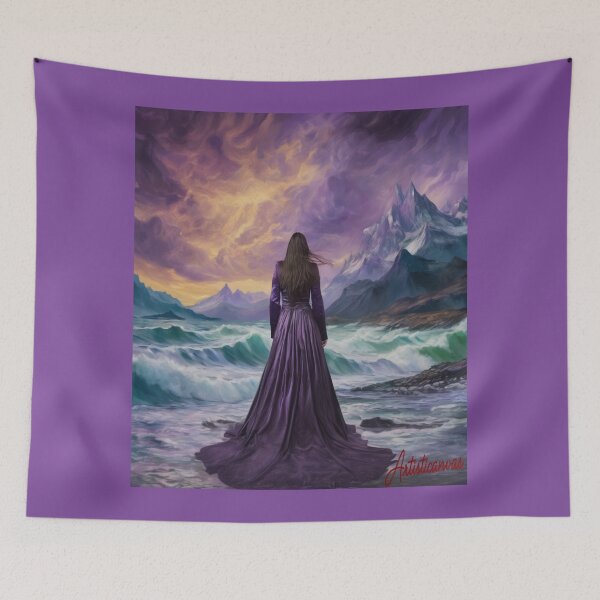 Item preview, "Majestic Purple Vista: Female Figure in a Dramatic Landscape" designed and sold by Artisticanvas.