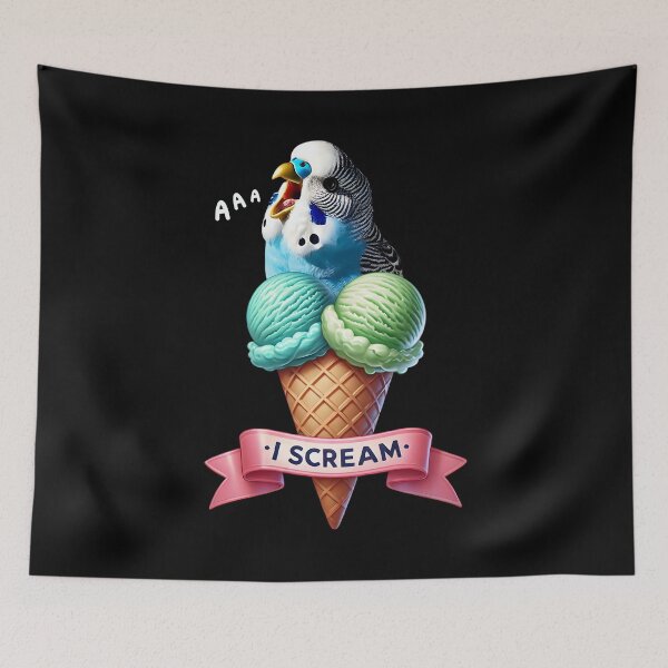 Item preview, I Scream Blue Budgerigar Parrot Lover Birding designed and sold by Kimberley King Art  King Art.
