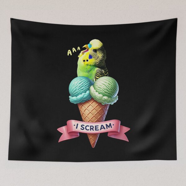 Item preview, I Scream Green Budgerigar Parrot Lover Birding designed and sold by Kimberley King Art  King Art.