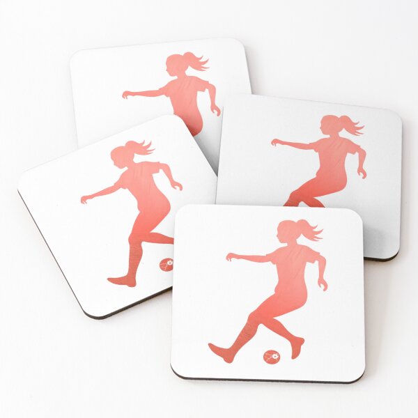 Item preview, A female soccer player skilfully dribbles the football across the playground_Red paint designed and sold by Aariq.