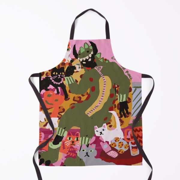 Item preview, demon in dinosaur pajamas having tea with his cats designed and sold by guilhernunes.
