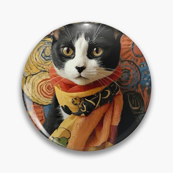 Item preview, Gustav Klimt Cat Wearing a Colorful Scarf designed and sold by Vicky Brago-Mitchell®.