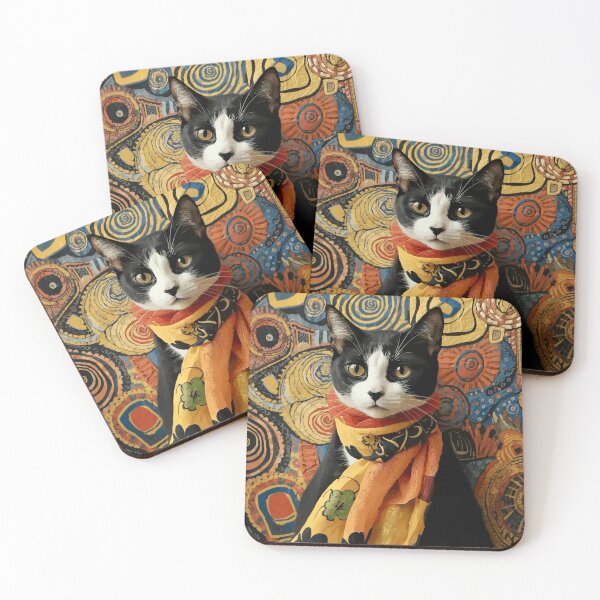 Item preview, Gustav Klimt Cat Wearing a Colorful Scarf designed and sold by Vicky Brago-Mitchell®.