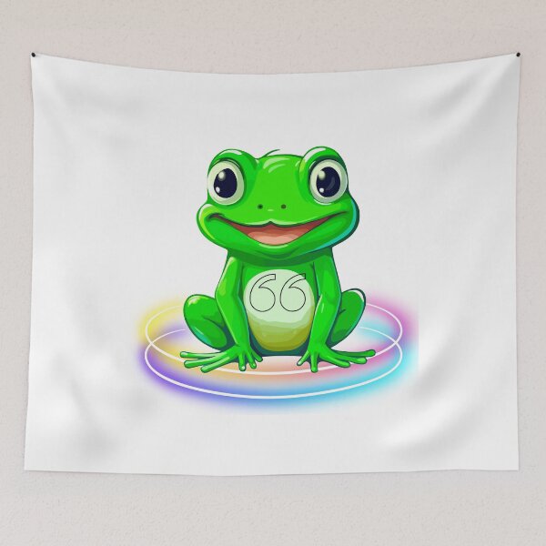 Item preview, Cute Green Frog with Big Eyes and Lucky 66 Lucky Cute Green Frog with Big Eyes and Number 66 designed and sold by Happyfreedom.