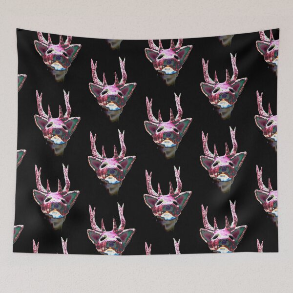 Item preview, Surreal Dear headed Masked Spirit Being with Psychedelic Color Acid Wash designed and sold by TheDezignKitchen.
