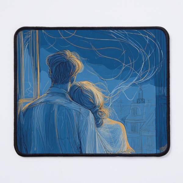 Item preview, Moonlit Companions – Dreamy Night Window Scene of Love & Reflection designed and sold by Emily Waters.