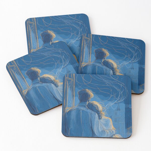 Item preview, Moonlit Companions – Dreamy Night Window Scene of Love & Reflection designed and sold by Emily Waters.