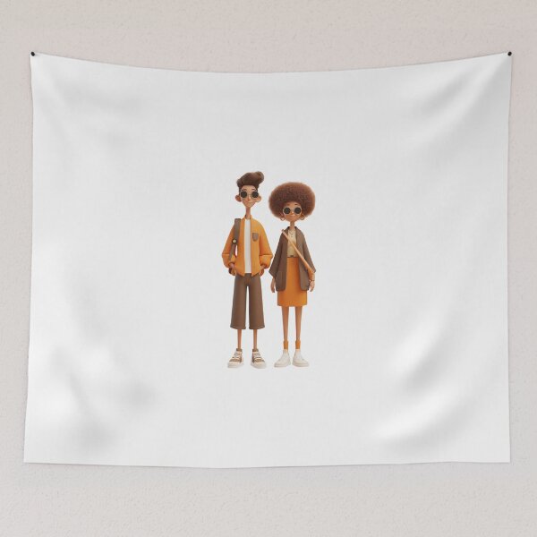 Item preview, Retro Style Icons – Bold Cartoon Duo in Warm Tones designed and sold by Emily Waters.