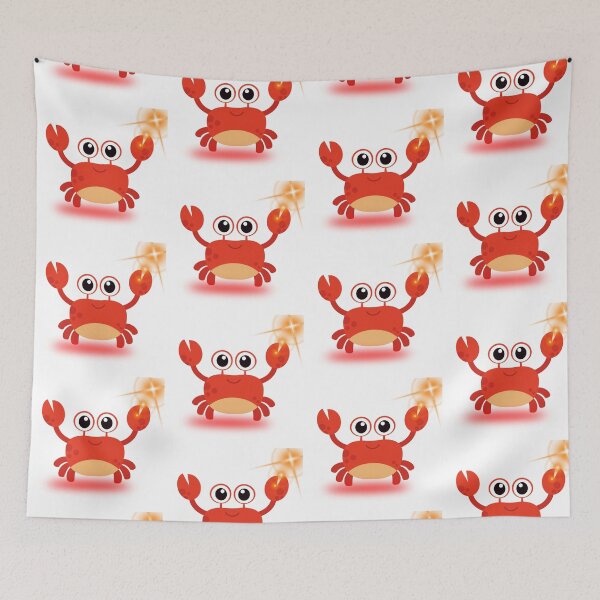 Item preview, Cute Red Crab Cartoon with Big Eyes ,Cute Red Crab Cartoon with Big Eyes and Happy Smile designed and sold by Happyfreedom.