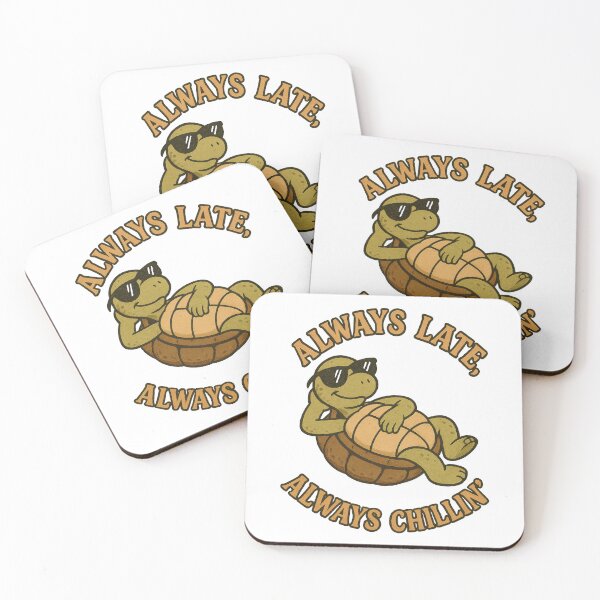 Item preview, Always Late Always Chillin’ Funny Retro Turtle Design designed and sold by inkoutninja.