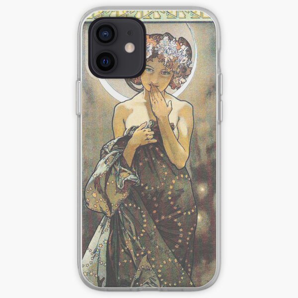 HD. La Lune et les Etoiles, (numéro 1 de la série de 4) par Alphonse Mucha (1902) HAUTE DÉFINITION Coque souple iPhone