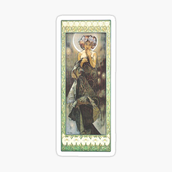 HD. La Lune et les Etoiles, (numéro 1 de la série de 4) par Alphonse Mucha (1902) HAUTE DÉFINITION Sticker