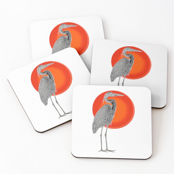 Item preview, Great blue heron standing in front of a red sun designed and sold by DaveDanchuk.